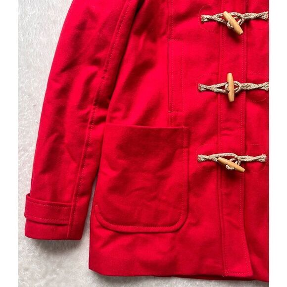 American Eagle Outfitters Red Toggle & Rope Duffle Wool Coat Jacket, Size Small - Picture 4 of 15